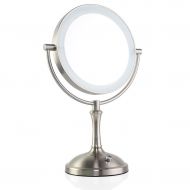 Makeup mirror Mano Home European LED Metal Mirror Desktop Double-Sided Vanity Mirror HD Beauty Magnifying Mirror 360 ° Freely Rotating Mirror