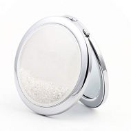Makeup mirror LAOSUNJIA Folded Compact Carry-on Rhinestone Design Zinc Alloy Silver Plated HD for Home Dressing Room Silver 77.6cm (Color : White, Size : 77.6cm)