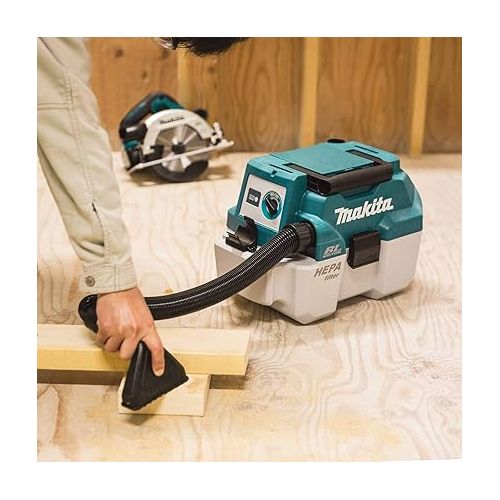  Makita XCV11Z 18V LXT Lithium-Ion Brushless Cordless 2 Gallon HEPA Filter Portable Wet/Dry Dust Extractor/Vacuum, Tool Only