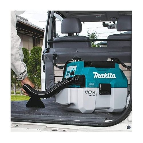  Makita XCV11Z 18V LXT Lithium-Ion Brushless Cordless 2 Gallon HEPA Filter Portable Wet/Dry Dust Extractor/Vacuum, Tool Only