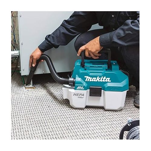  Makita XCV11Z 18V LXT Lithium-Ion Brushless Cordless 2 Gallon HEPA Filter Portable Wet/Dry Dust Extractor/Vacuum, Tool Only