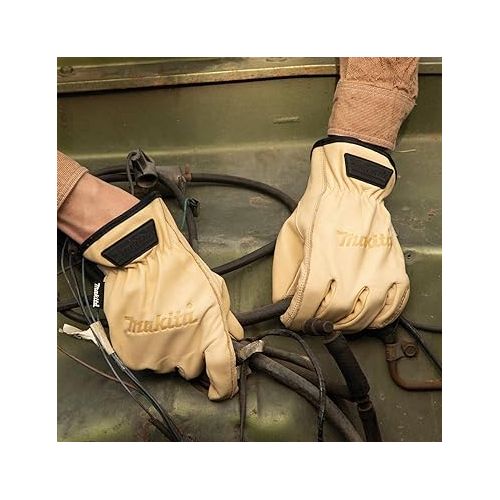  Makita T-04195 100% Genuine Leather Cow Driver Gloves (Large)