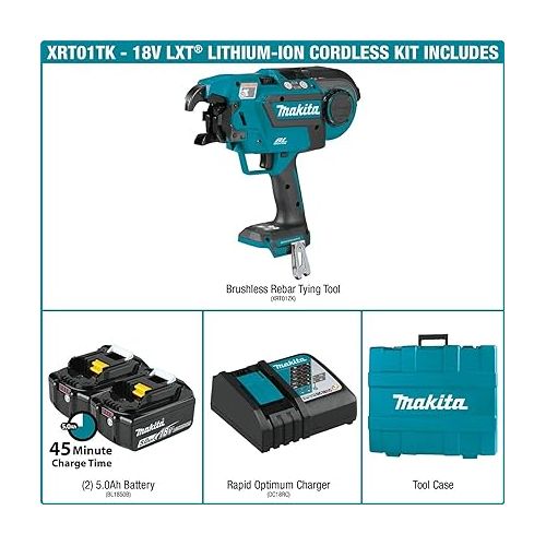  Makita XRT01TK 18V LXT Lithium-Ion Brushless Cordless Rebar Tying Tool Kit (5.0Ah)