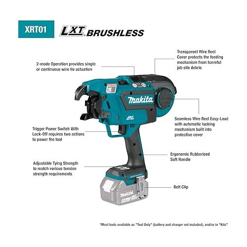  Makita XRT01TK 18V LXT Lithium-Ion Brushless Cordless Rebar Tying Tool Kit (5.0Ah)