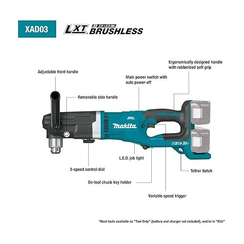  Makita XAD03Z 18V X2 LXT® Lithium-Ion (36V) Brushless Cordless 1/2