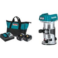 Makita BL1850BDC2 18V LXT Lithium-Ion Battery and Rapid Optimum Charger Starter Pack (5.0Ah) with XTR01Z 18V LXT Lithium-Ion Brushless Cordless Compact Router