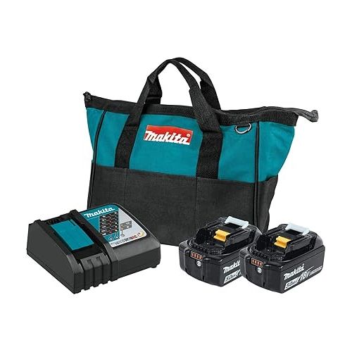  Makita BL1850BDC2 18V LXT Lithium-Ion Battery and Rapid Optimum Charger Starter Pack (5.0Ah) with XTR01Z 18V LXT Lithium-Ion Brushless Cordless Compact Router