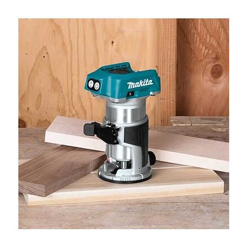  Makita BL1850BDC2 18V LXT Lithium-Ion Battery and Rapid Optimum Charger Starter Pack (5.0Ah) with XTR01Z 18V LXT Lithium-Ion Brushless Cordless Compact Router