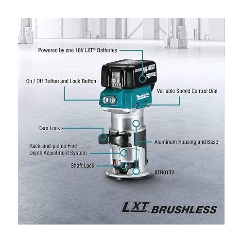  Makita XTR01T7 18V LXT Lithium-Ion Brushless Cordless Compact Router Kit