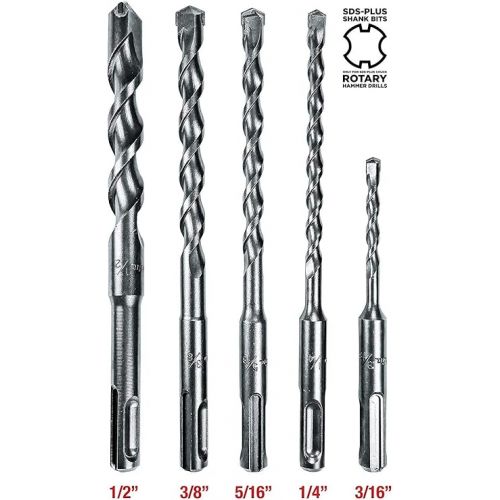  Makita 5 Piece - SDS-Plus Drill Bit Set For SDS+ Rotary Hammers - Aggressive Drilling For Concrete & Masonry - Carbide Tipped Bits