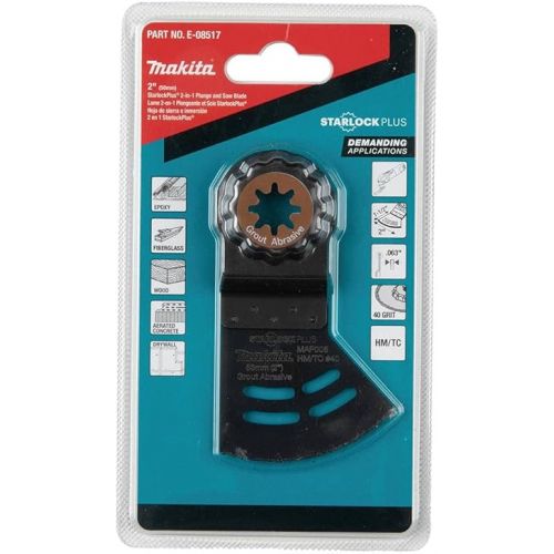  Makita E-08517 StarlockPlus® Oscillating Multi-Tool 2-in-1 Plunge & Saw Carbide Coated Rim 40 Grit Grout and Abrasive Blade