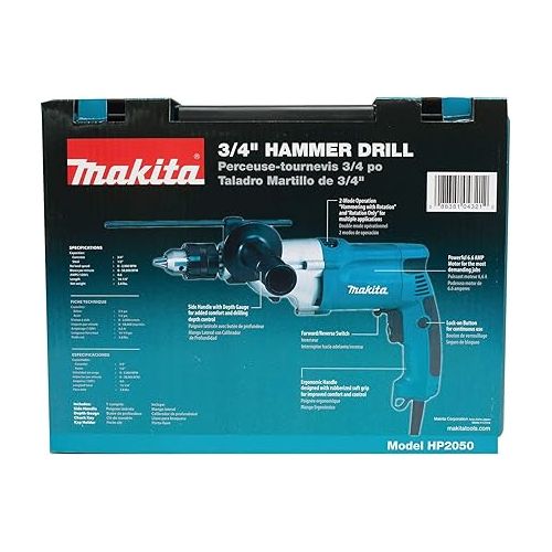  Makita HP2050-R 6.6 Amp 3/4 in. Hammer Drill with Case (Renewed)