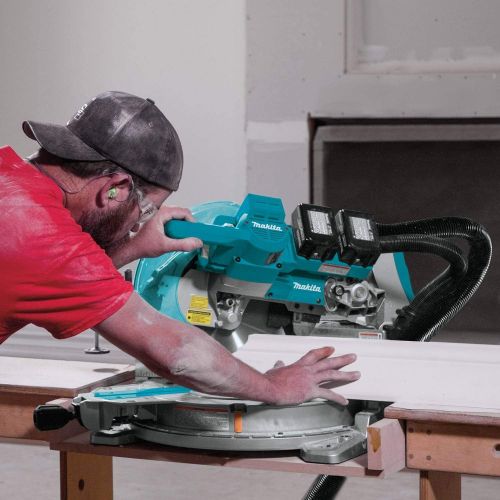  Makita XSL04PTU 18V x2 LXT Lithium-Ion (36V) Brushless Cordless 10 Dual-Bevel Sliding Compound Miter Saw Kit, Aws & Laser (5.0Ah)