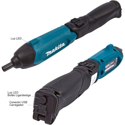  Makita DF001DW 3.6V Lithium-Ion 1/4 Hex Screwdriver Kit, Teal, 3.6V