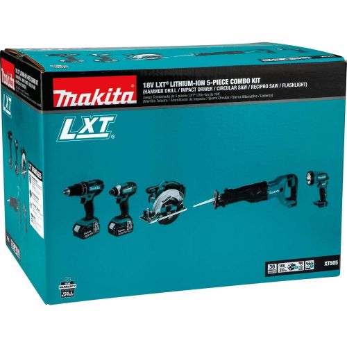  Makita XT505 18V LXT Lithium-Ion Cordless 5-Pc. Combo Kit (3.0Ah)