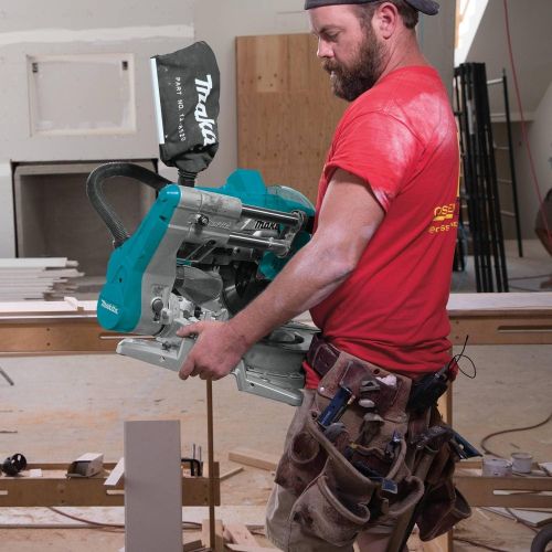  Makita XSL06PT 18V x2 LXT Lithium-Ion (36V) Brushless Cordless 10 Dual-Bevel Sliding Compound Miter Saw with Laser Kit (5.0Ah)