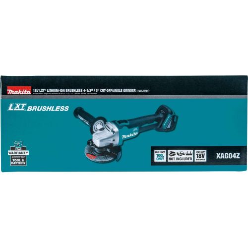  Makita XAG04Z 18V LXT Lithium-Ion Brushless Cordless 4-1/2” / 5 Cut-Off/Angle Grinder, Tool Only