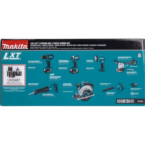  Makita XT706 3.0Ah 18V LXT Lithium-Ion Cordless Combo Kit (7 Piece)