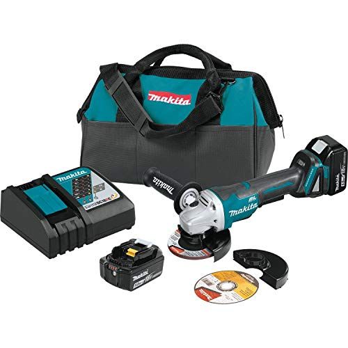  Makita XAG11T 18V LXT Lithium-Ion Brushless Cordless 4-1/2” / 5 Paddle Switch Cut-Off/Angle Grinder Kit, with Electric Brake (5.0Ah)