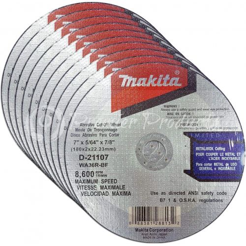  Makita 10 Pack - 7 Inch Cut Off Wheel For 7” Grinders - Aggressive Grinding For Metal & Stainless