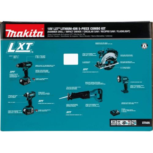  [아마존베스트]Makita XT505 18V LXT Lithium-Ion Cordless 5-Piece Combo Kit (3.0Ah)