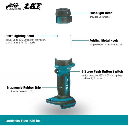  [아마존베스트]Makita DML806 18V LXT Lithium-Ion Cordless L.E.D. Lantern/Flashlight Tool