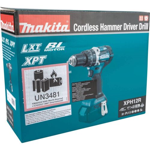  [아마존베스트]Makita XPH12R 18V LXT Lithium-Ion Compact Brushless Cordless 1/2 Hammer Driver-Drill Kit (2.0Ah),