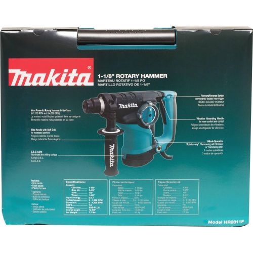  [아마존베스트]Makita HR2811F 1-1/8 Rotary Hammer, accepts SDS-PLUS bits, Teal