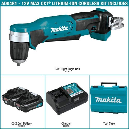  [아마존베스트]Makita AD04R1 12V max CXT Right Angle Drill Kit, 3/8