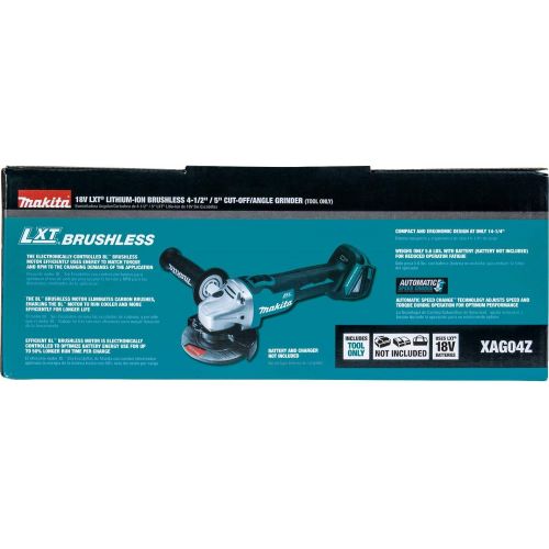  [아마존베스트]Makita XAG04Z 18V LXT Lithium-Ion Brushless Cordless 4-1/2” / 5 Cut-Off/Angle Grinder, Tool Only