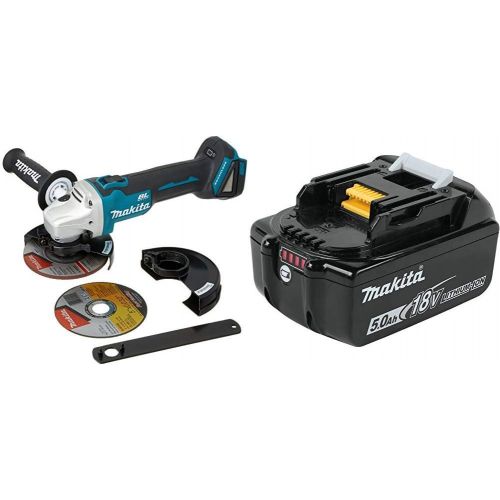  [아마존베스트]Makita XAG09Z 18 Volt LXT Lithium-Ion Brushless Cordless 4-1/2 Inch / 5 Inch Cut-Off/Angle Grinder, with Electric Brake with Makita BL1850B 18 Volt LXT Lithium-Ion 5.0Ah Battery