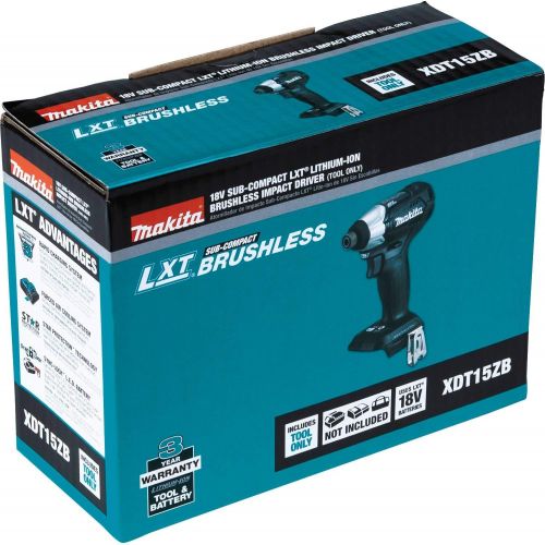  [아마존베스트]Makita XDT15ZB 18V LXT Lithium-Ion Sub-Compact Brushless Cordless Impact Driver