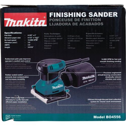  [아마존베스트]Makita BO4556 2 Amp Finishing Sander, Teal