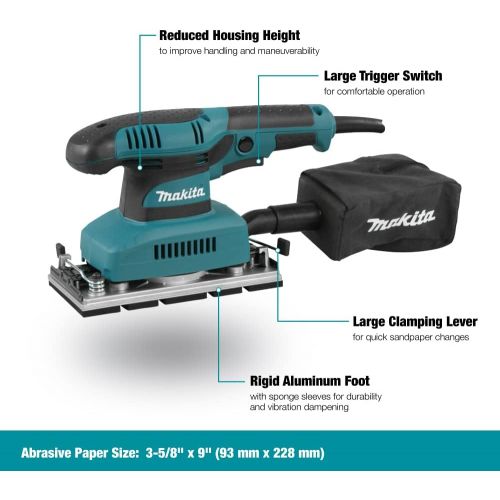  [아마존베스트]Makita Sheet Finishing Sander, 1/3 In, 1.7 A, Teal (BO3710)