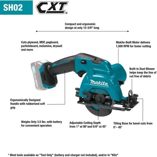  [아마존베스트]Makita SH02Z 12V Max CXT Lithium-Ion Cordless Circular Saw, 3-3/8, Teal