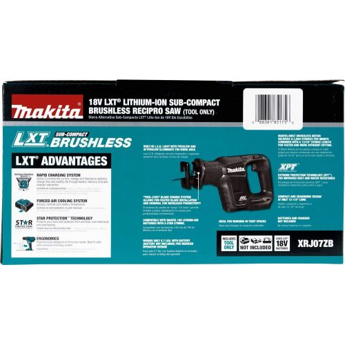  [아마존베스트]Makita XRJ07ZB 18V LXT Lithium-Ion Sub-Compact Brushless Cordless Recipro Saw, Tool Only