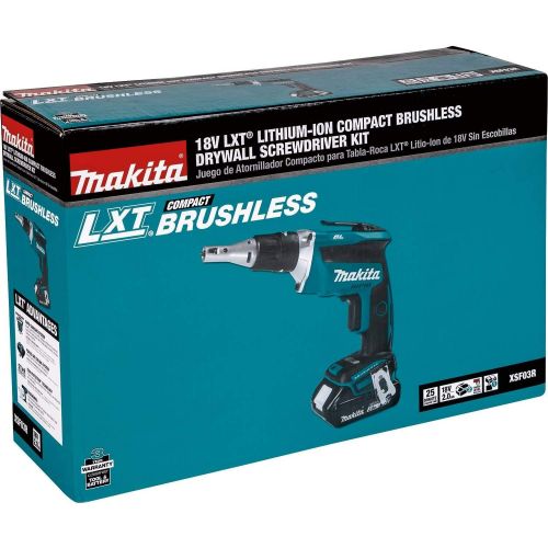  [아마존베스트]Makita XSF03R 18V LXT Lithium-Ion COMPACT Brushless Cordless Drywall Screwdriver Kit (2.0Ah)