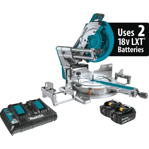  Makita XSL07PT 18V x2 LXT Lithium-Ion (36V) Brushless Cordless 12 Dual-Bevel Sliding Compound Miter Saw with Laser Kit (5.0Ah)