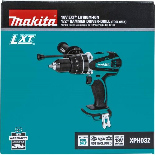  Makita XPH03Z 18V LXT Lithium-Ion Cordless 1/2 Hammer Driver-Drill, Tool Only