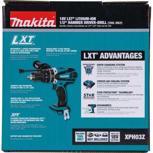  Makita XPH03Z 18V LXT Lithium-Ion Cordless 1/2 Hammer Driver-Drill, Tool Only