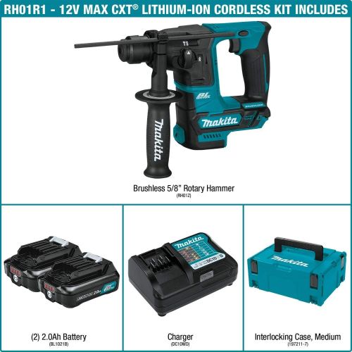  Makita RH01R1 12V max CXT Lithium-Ion Brushless Cordless 5/8 Rotary Hammer Kit