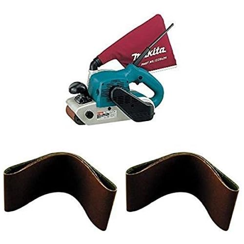  Makita 9403 4 x 24 Belt Sander, with 4 x 24 Abrasive Belt, 60 Grit 10pk, and with 4 x 24 Abrasive Belt, 100 Grit 10pk