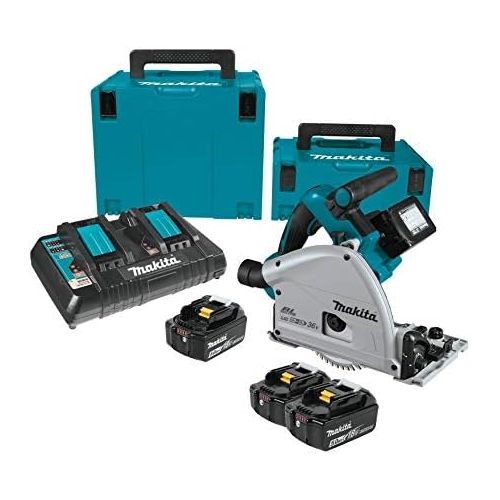  Makita XPS01PTJ 18V X2 LXT Lithium-Ion (36V) Brushless Cordless 6-12 Plunge Circular Saw Kit (5.0Ah) and Two Extra BL1850B 18V Batteries