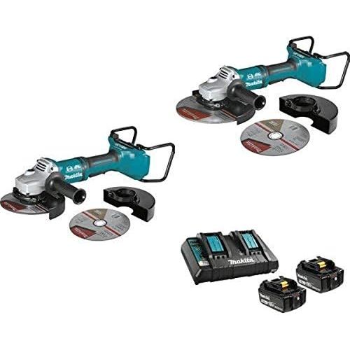  Makita X2 LXT (36V) Brushless 7 Cut-OffAngle Grinder, XAG13Z1 18V X2 LXT (36V) Brushless 9 Cut-OffAngle Grinder, & 18V LXT Battery & Dual Port Charger Starter Pack (5.0Ah)