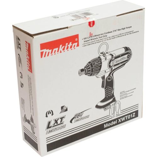  Makita XWT01Z 18V LXT Lithium-Ion Cordless Hex High Torque Impact Wrench Kit, 716-Inch