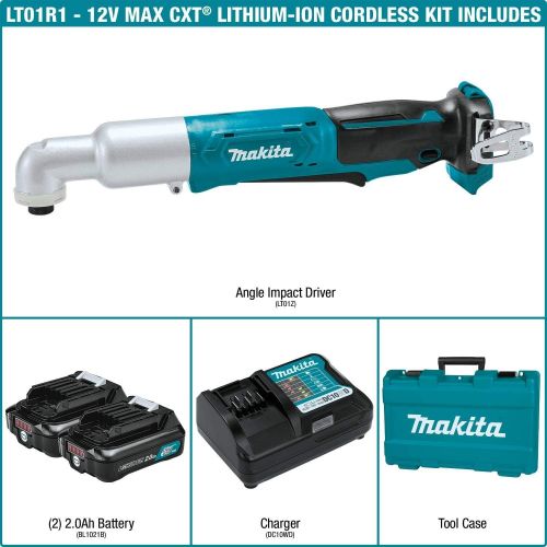  Makita LT01R1 12V max CXT Lithium-Ion Cordless Angle Impact Driver Kit