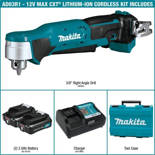  Makita AD03R1 12V max CXT Right Angle Drill Kit, 38