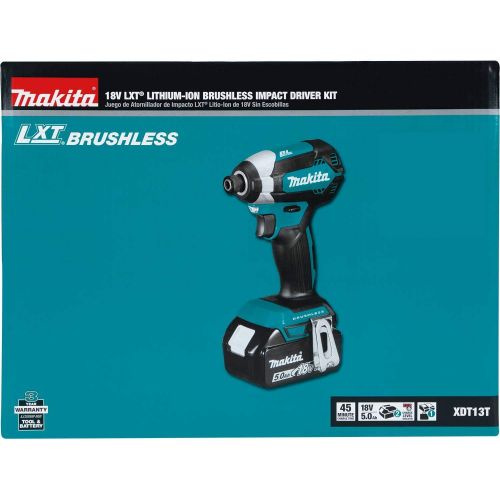  Makita XDT13T 18V LXT Lithium-Ion Brushless Cordless Impact Driver Kit (5.0Ah)