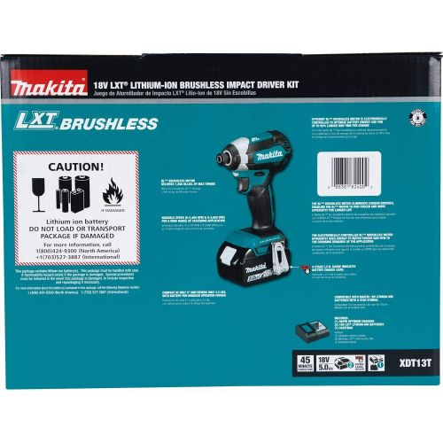  Makita XDT13T 18V LXT Lithium-Ion Brushless Cordless Impact Driver Kit (5.0Ah)