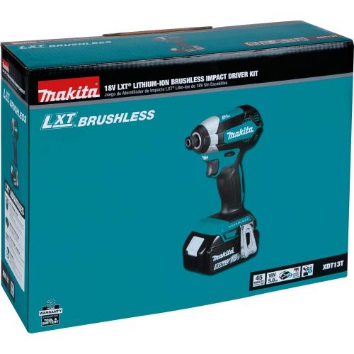  Makita XDT13T 18V LXT Lithium-Ion Brushless Cordless Impact Driver Kit (5.0Ah)